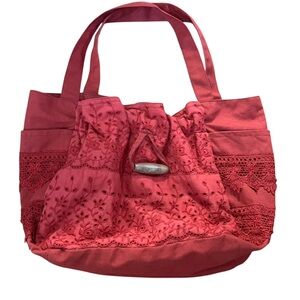 April Cornell vintage cotton & lace trimmed boho cottagecore shoulder bag